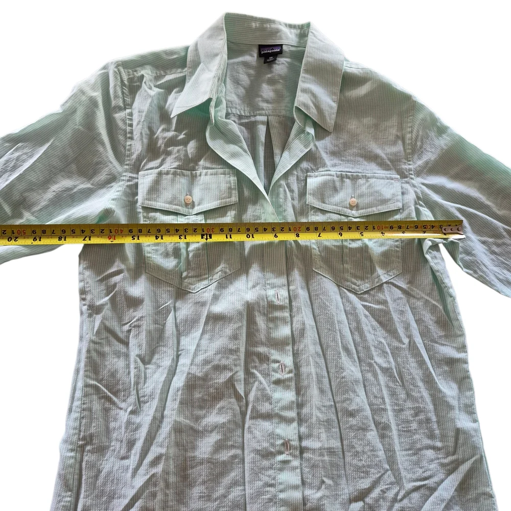 Patagonia Light Mint Long-Sleeve Button-Up Blouse - Picture 3 of 5
